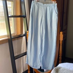 flowy denim dress pants